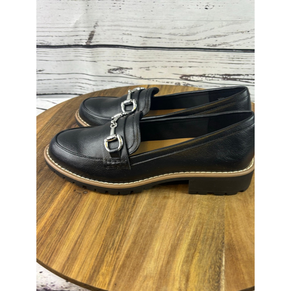Women's Dolce Vita Black Loafers with Silver Hardware Size 7 - Picture 2 of 7